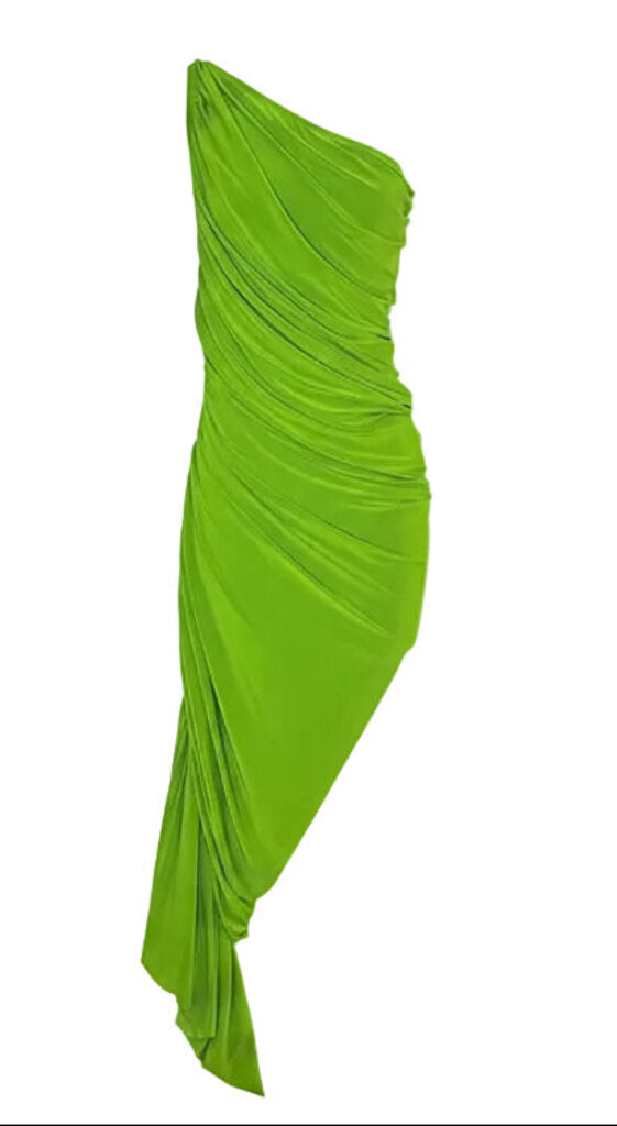 Norma Kamali Green One-Shoulder Dress