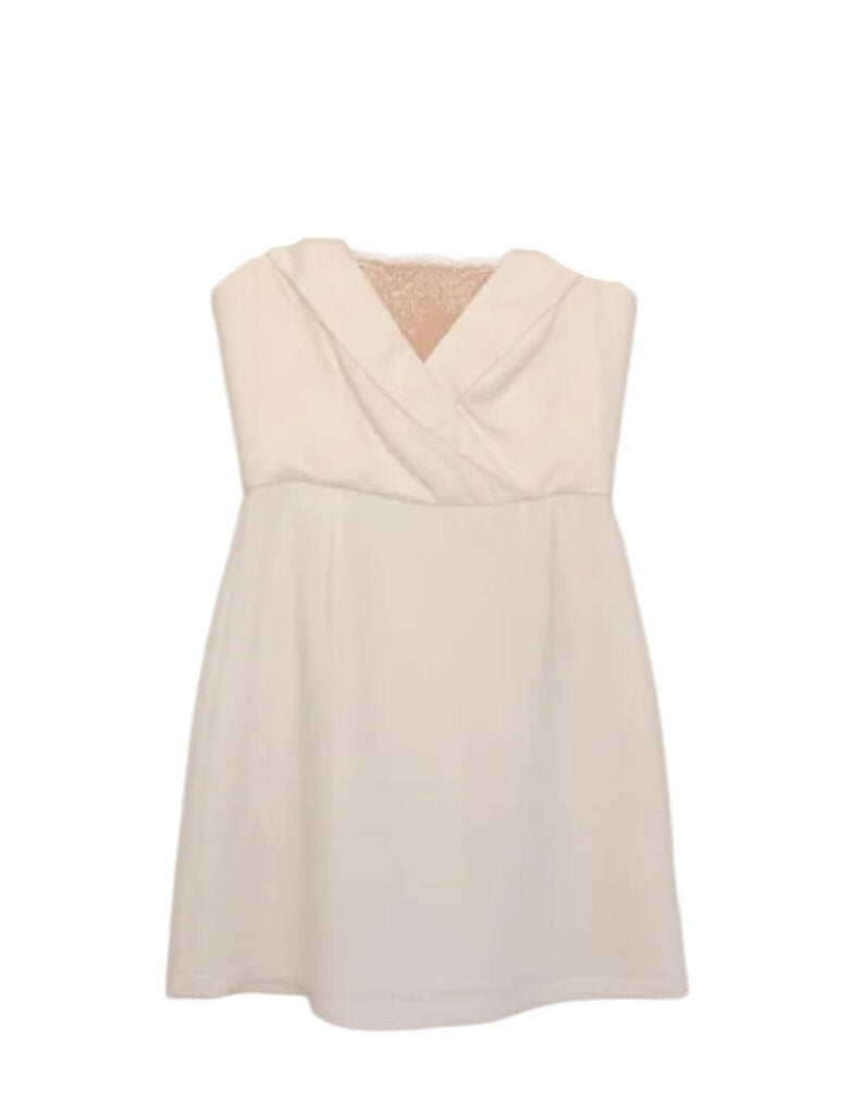 BCBGMAXAZRIA Women's White Dress with Lace Detail
