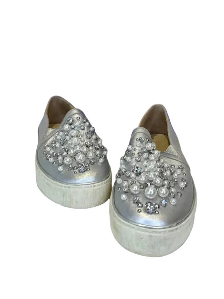 Stuart Weitzman Silver Decorative Slip-On Shoes