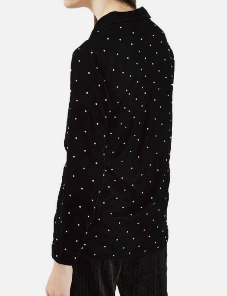 Topshop Black Velvet Blazer with Pearls
