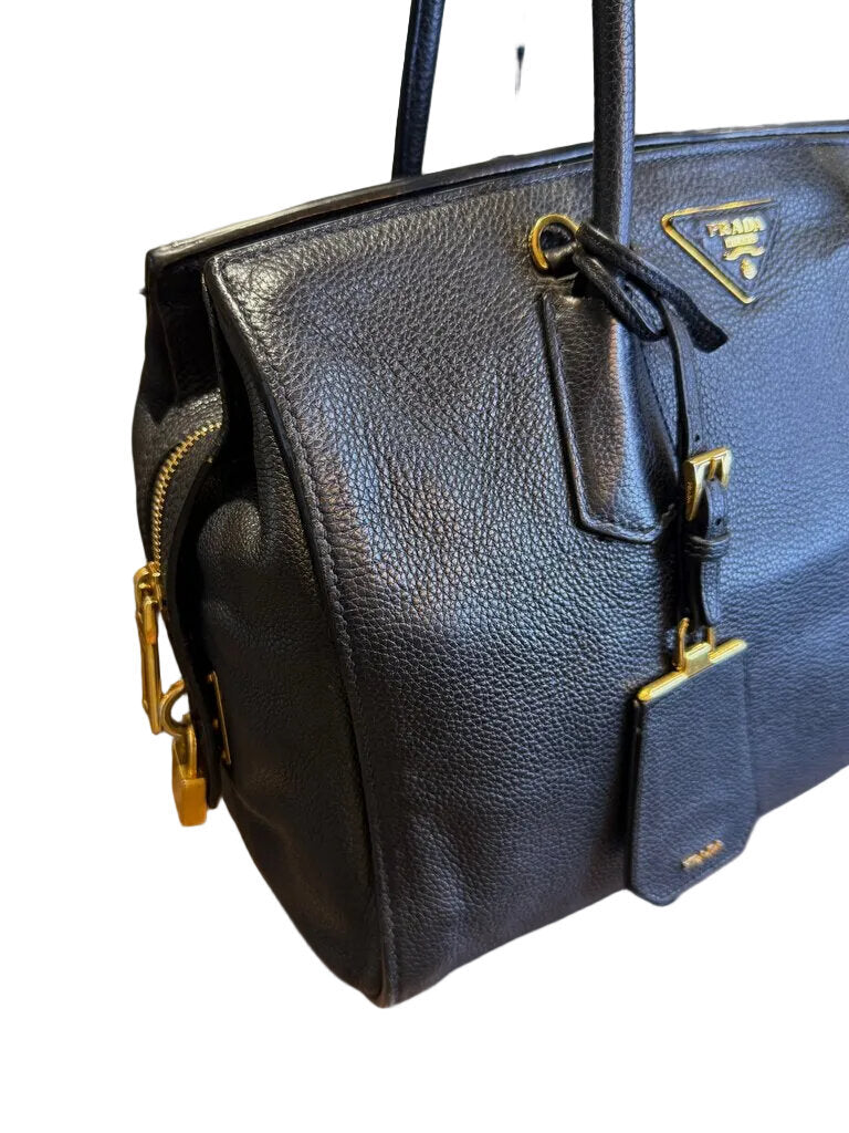 Prada Black Leather Tote Bag