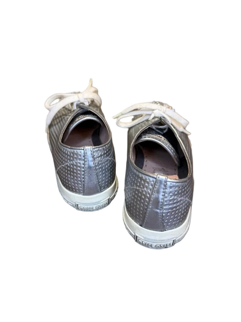 Miu Miu Silver Sneakers with Decorative Stones