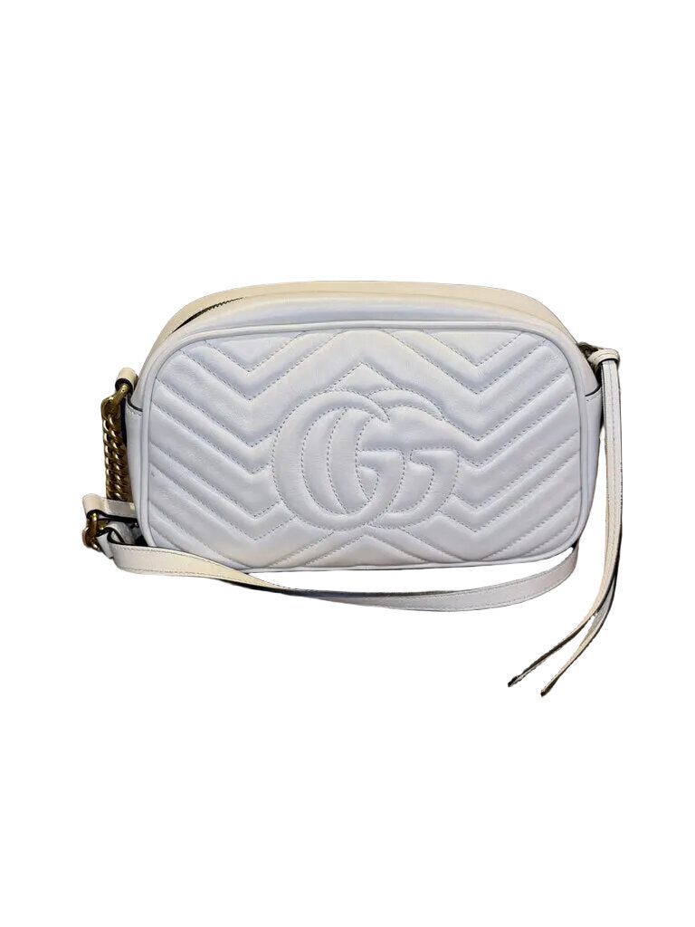 Gucci GG Marmont White Quilted Leather Crossbody Bag