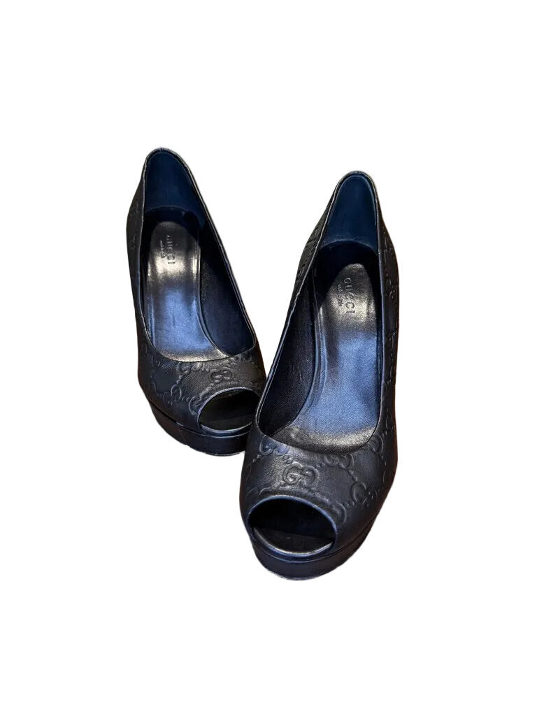 Gucci Black Open-Toe High Heels