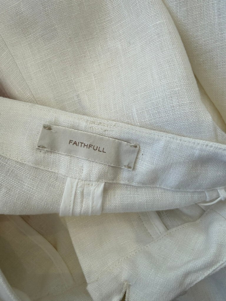 Faithfull the Brand Linen Wide-Leg Clove Trousers