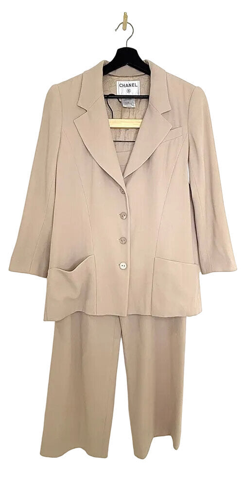 Chanel Women's Beige Blazer and Trousers Set