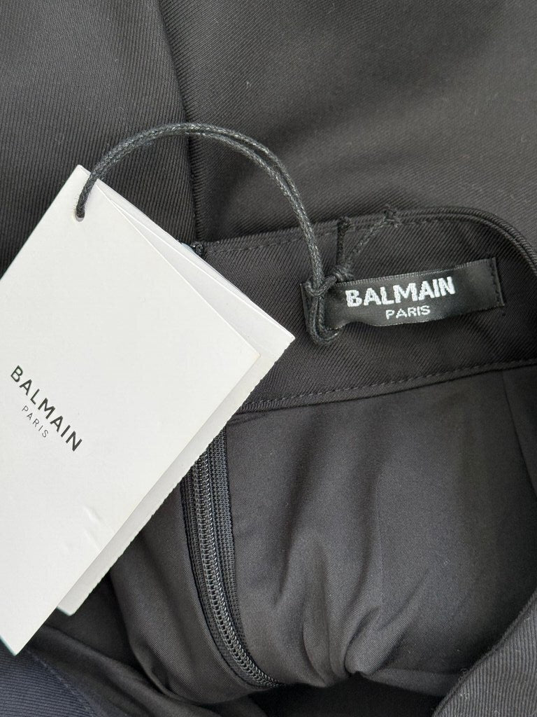 Balmain Black High-Waisted Shorts with Gold Buttons NWT