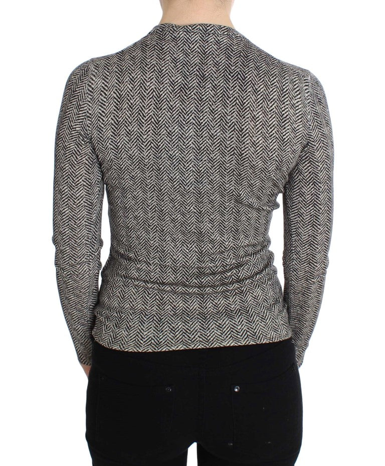 Dolce & Gabbana Black White Wool Top Cardigan Sweater - PreLoved & Luxe