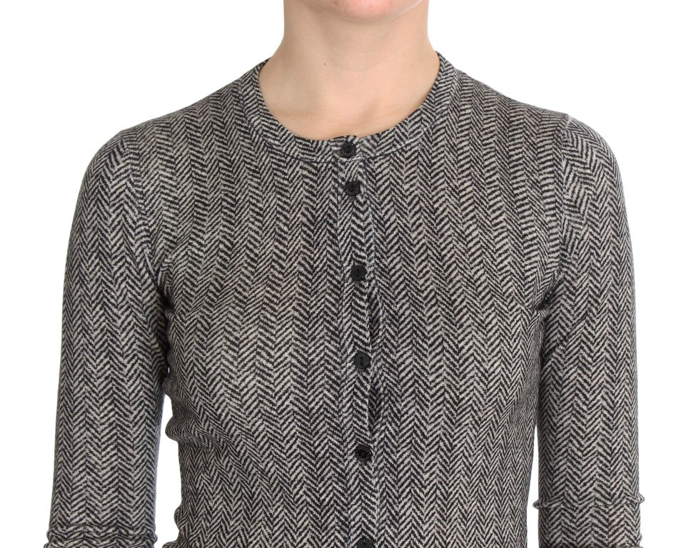 Dolce & Gabbana Black White Wool Top Cardigan Sweater - PreLoved & Luxe