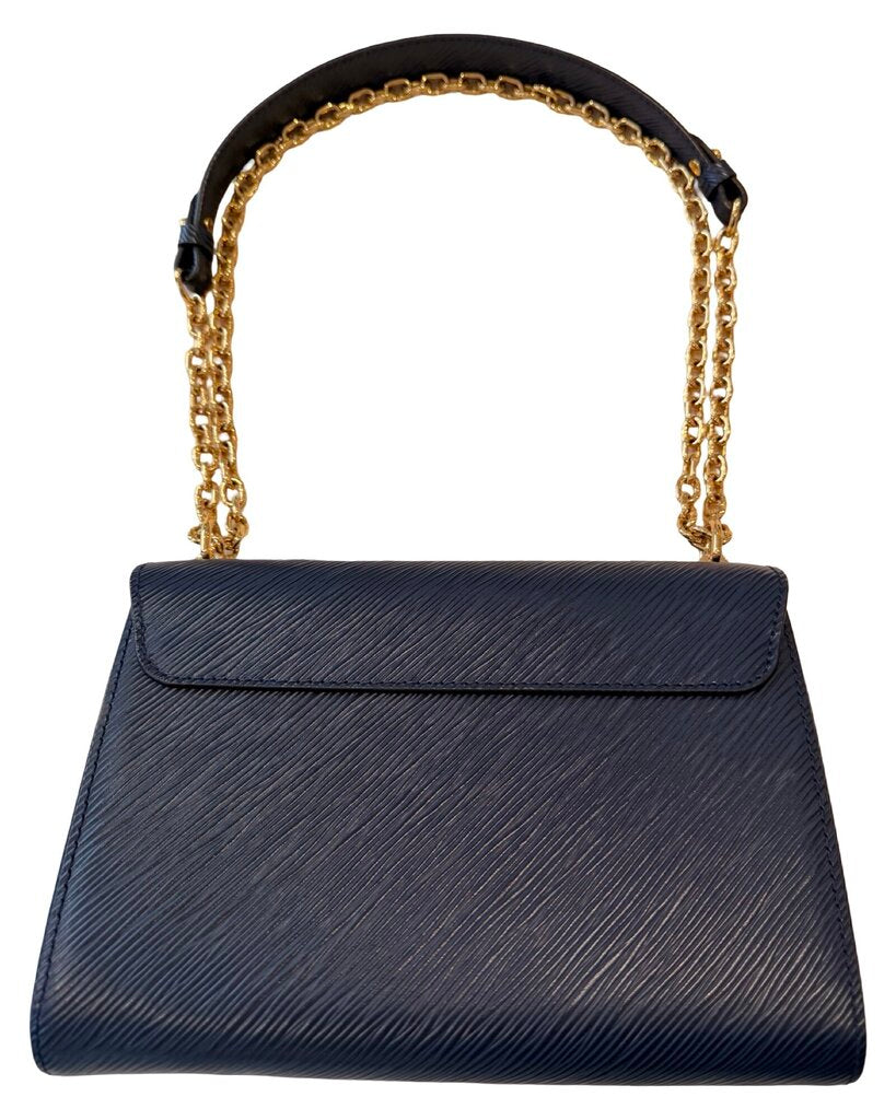 Pre-Owned Louis Vuitton Twist MM Epi Andigo Blue LV Lock Chain Handbag