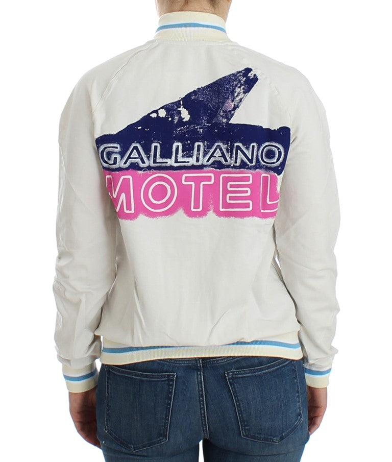 John Galliano White Mock Zip Cardigan Sweatshirt Sweater - PreLoved & Luxe