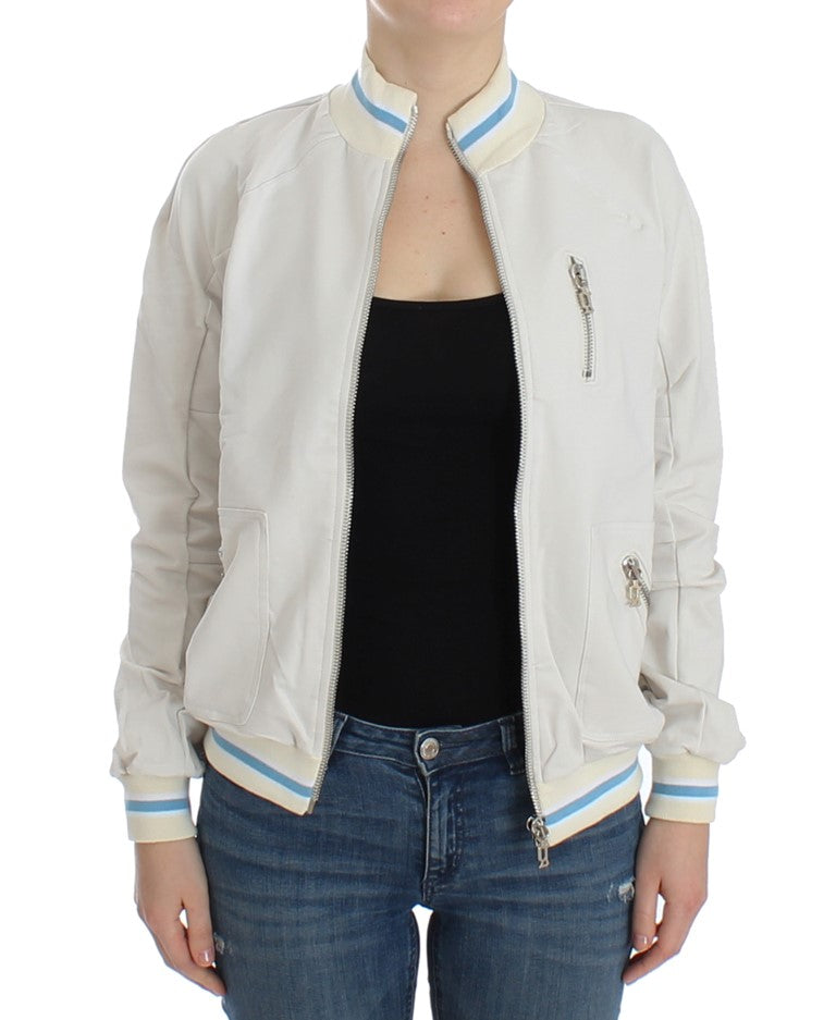 John Galliano White Mock Zip Cardigan Sweatshirt Sweater - PreLoved & Luxe