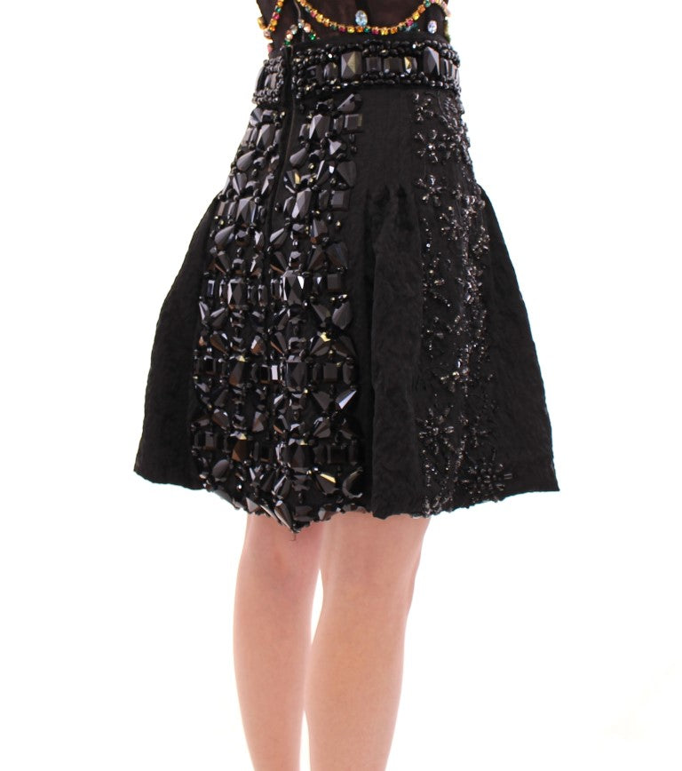 Dolce & Gabbana Black Crystal Handmade Above Knee Skirt - PreLoved & Luxe