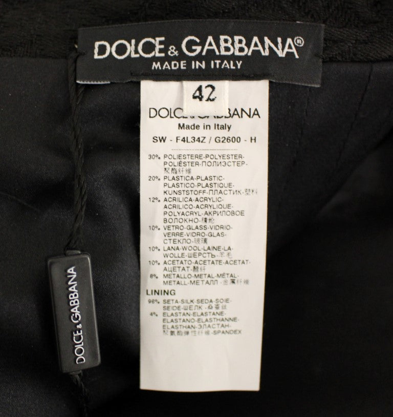 Dolce & Gabbana Black Crystal Handmade Above Knee Skirt - PreLoved & Luxe
