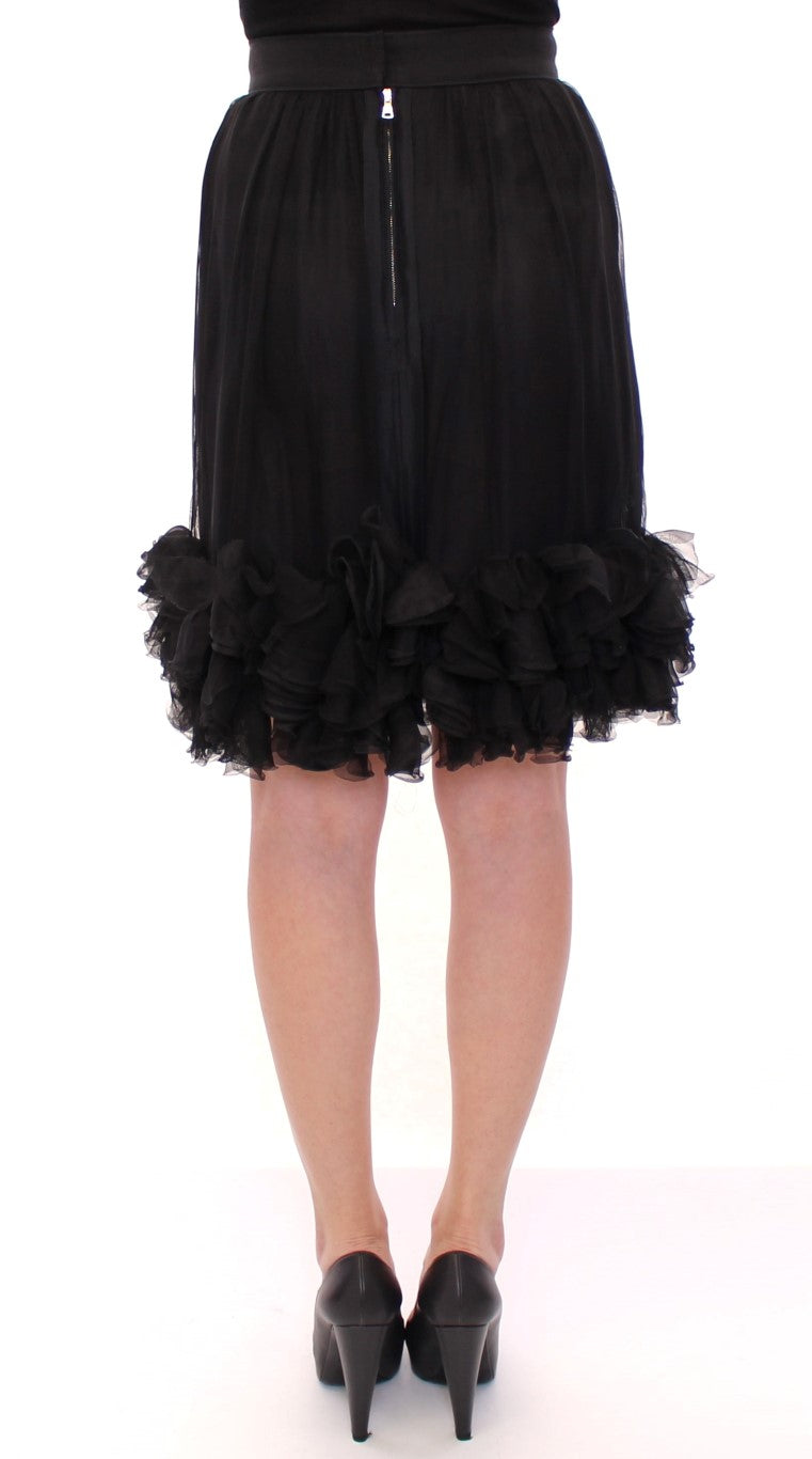 Dolce & Gabbana Black Silk Transparent Above Knees Skirt - PreLoved & Luxe