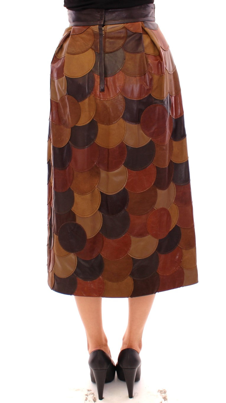 Dolce & Gabbana Brown Patchwork Leather Straight Skirt - PreLoved & Luxe
