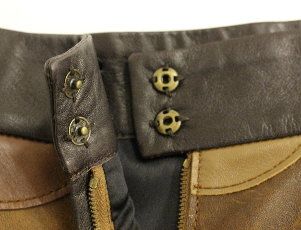 Dolce & Gabbana Brown Patchwork Leather Straight Skirt - PreLoved & Luxe