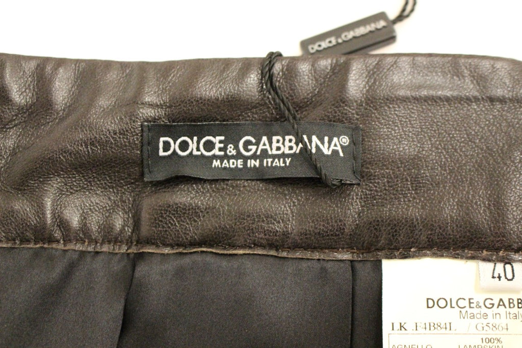 Dolce & Gabbana Brown Patchwork Leather Straight Skirt - PreLoved & Luxe