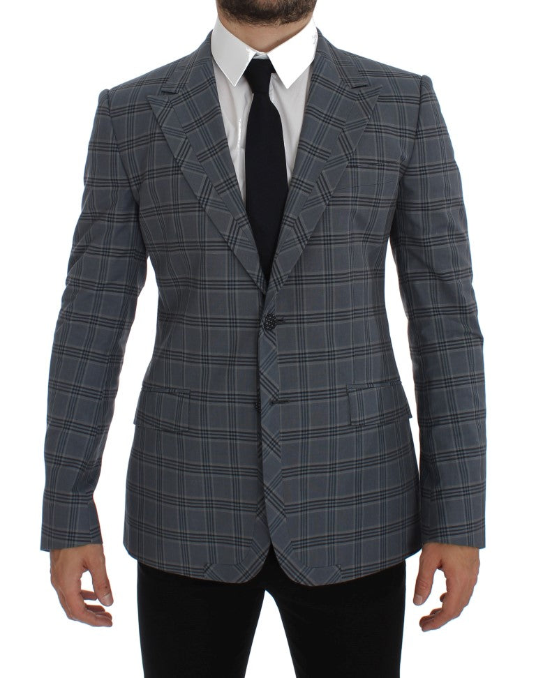 Dolce & Gabbana Blue Checkered Slim Fit Blazer Jacket - PreLoved & Luxe