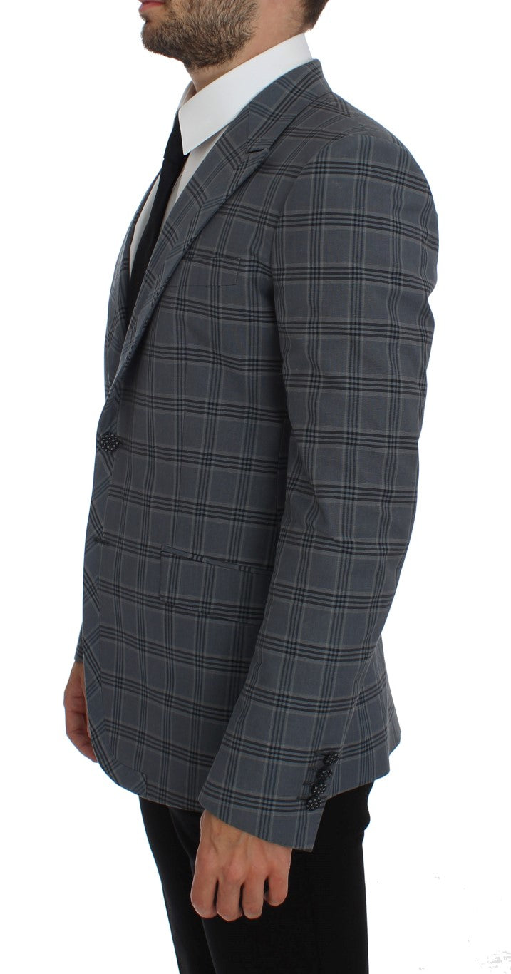 Dolce & Gabbana Blue Checkered Slim Fit Blazer Jacket - PreLoved & Luxe