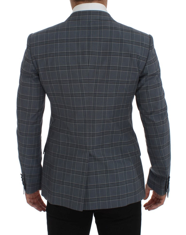 Dolce & Gabbana Blue Checkered Slim Fit Blazer Jacket - PreLoved & Luxe