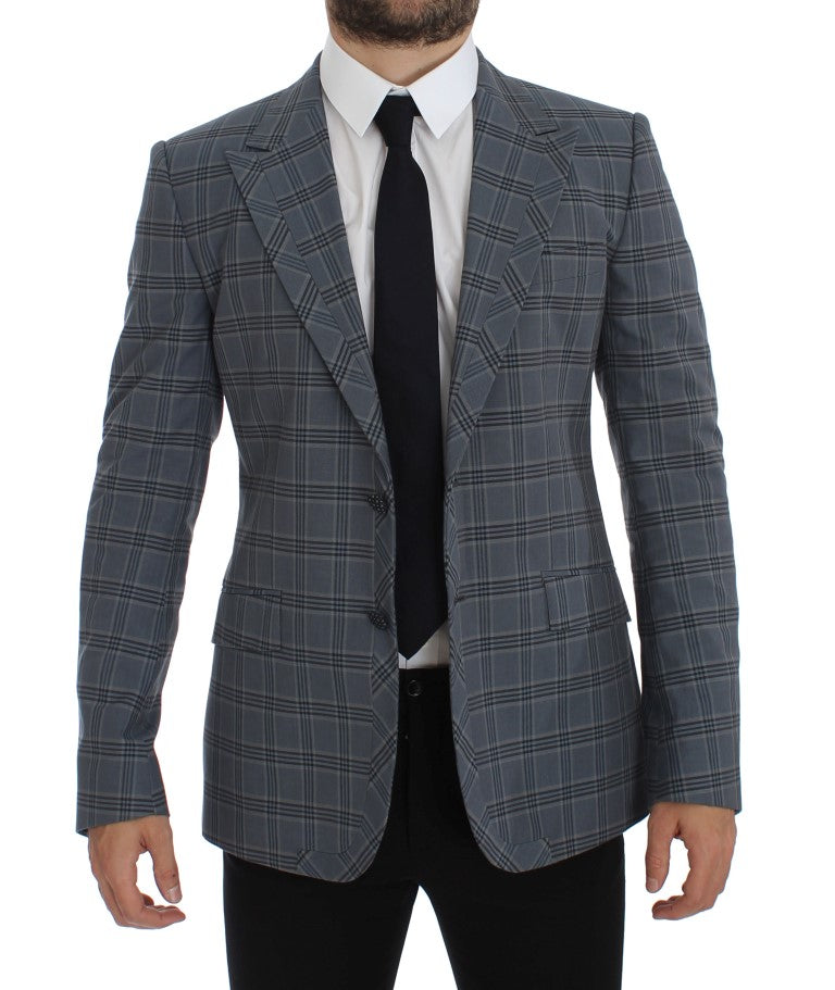 Dolce & Gabbana Blue Checkered Slim Fit Blazer Jacket - PreLoved & Luxe