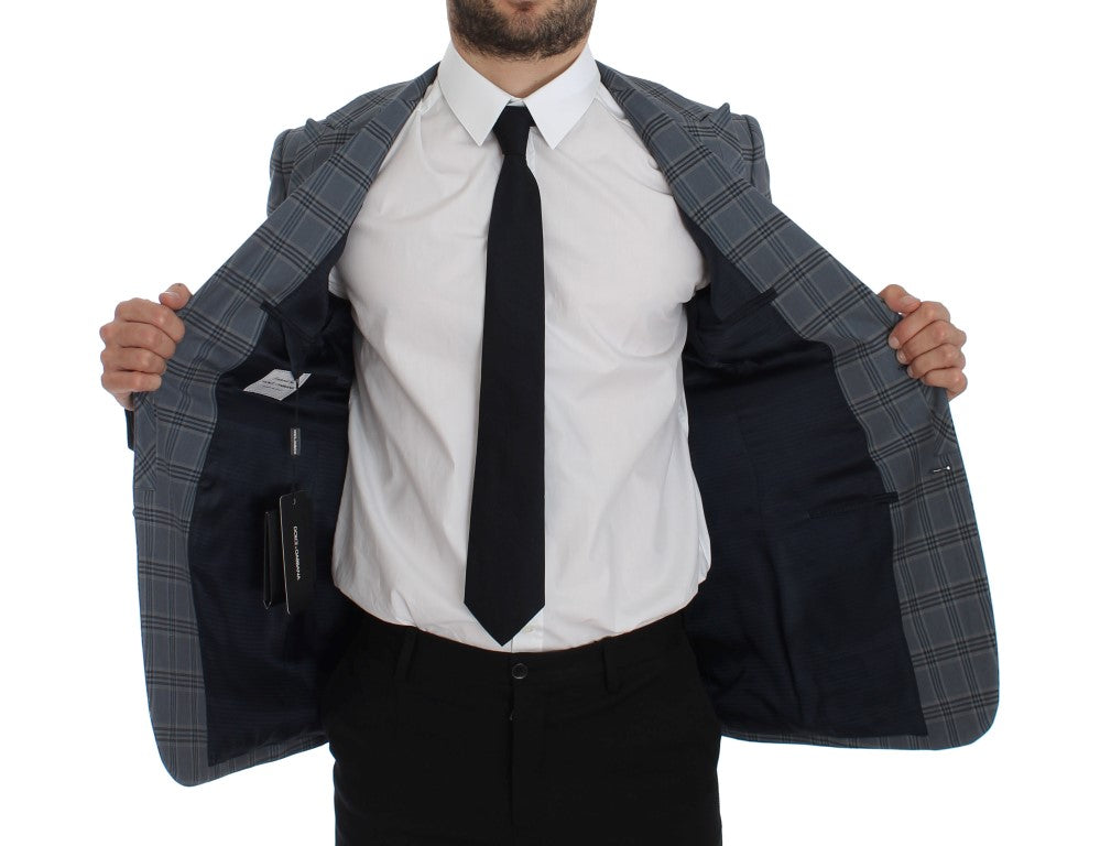 Dolce & Gabbana Blue Checkered Slim Fit Blazer Jacket - PreLoved & Luxe
