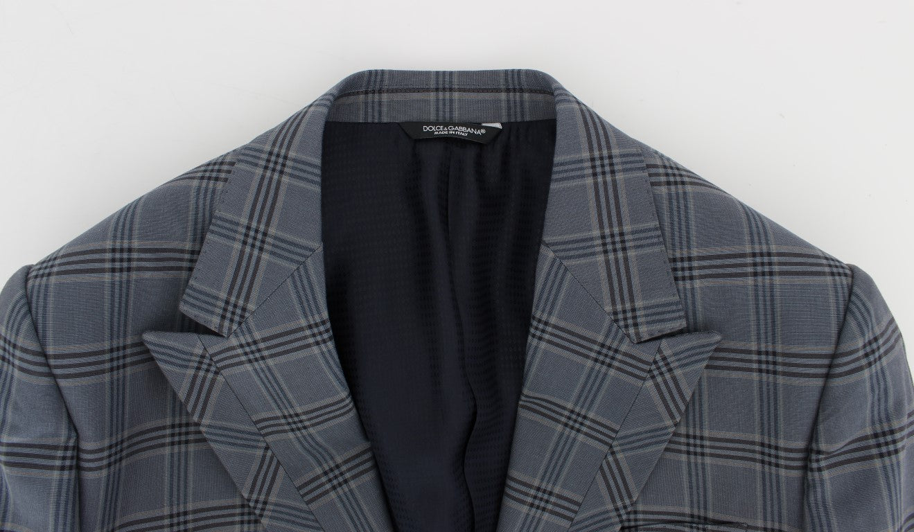 Dolce & Gabbana Blue Checkered Slim Fit Blazer Jacket - PreLoved & Luxe