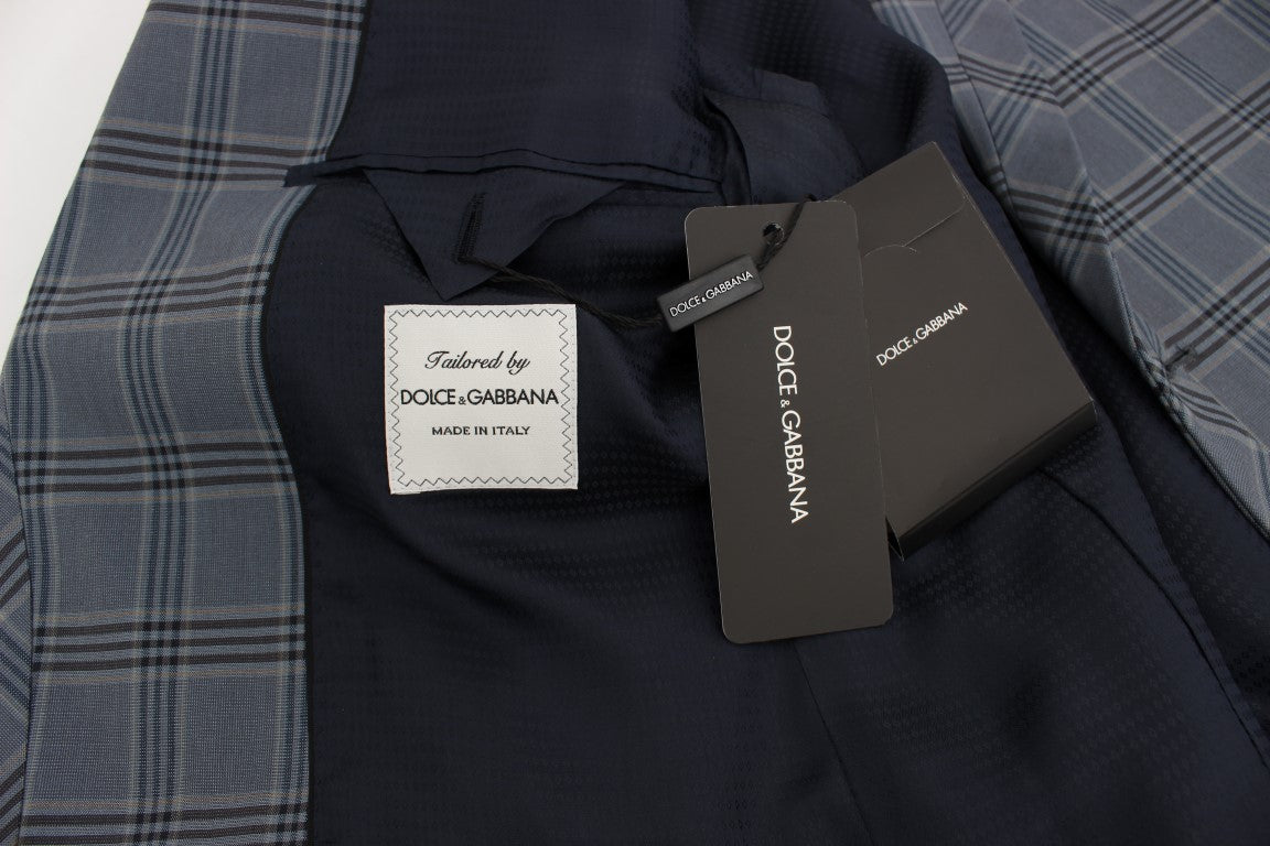 Dolce & Gabbana Blue Checkered Slim Fit Blazer Jacket - PreLoved & Luxe