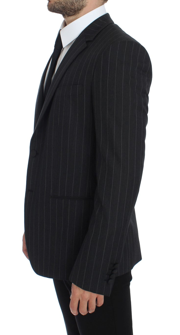 Dolce & Gabbana Gray Striped Slim Fit Wool Blazer - PreLoved & Luxe