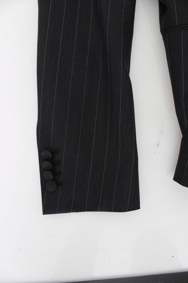 Dolce & Gabbana Gray Striped Slim Fit Wool Blazer - PreLoved & Luxe