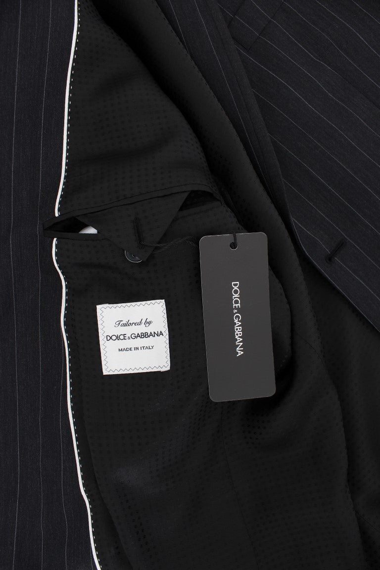 Dolce & Gabbana Gray Striped Slim Fit Wool Blazer - PreLoved & Luxe