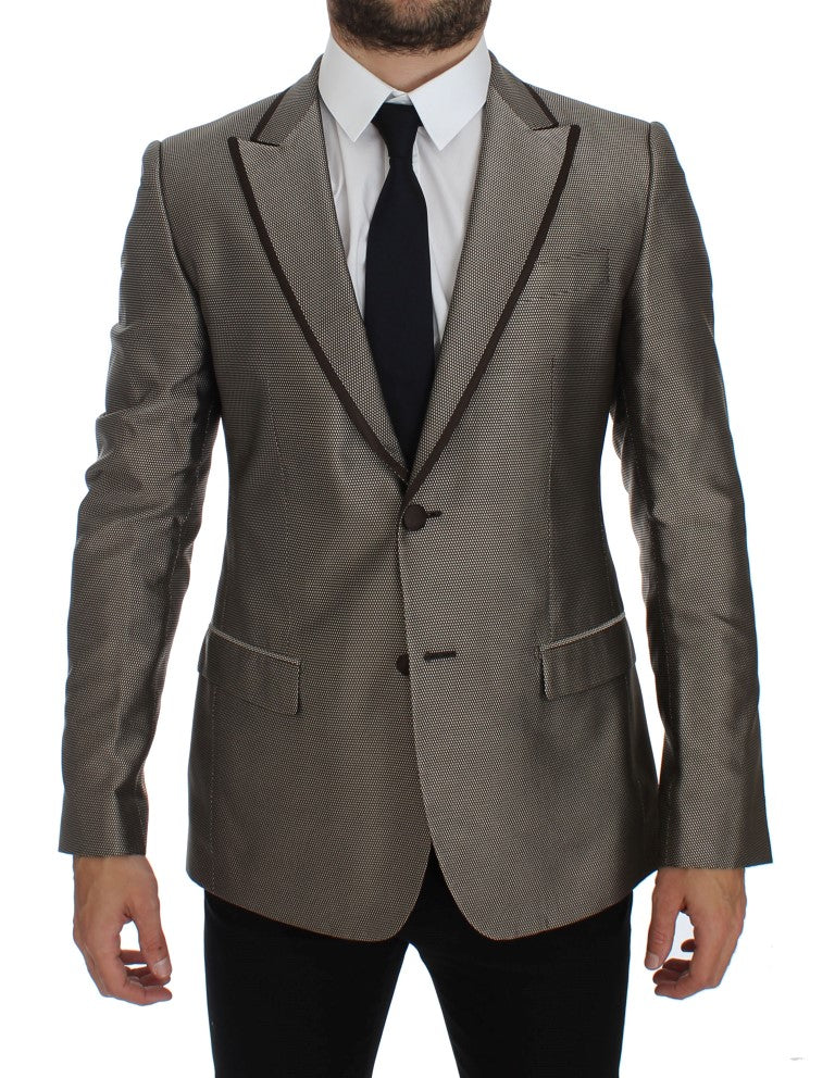 Dolce & Gabbana Brown Slim Fit Silk Two Button Blazer - PreLoved & Luxe