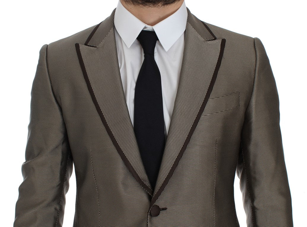 Dolce & Gabbana Brown Slim Fit Silk Two Button Blazer - PreLoved & Luxe