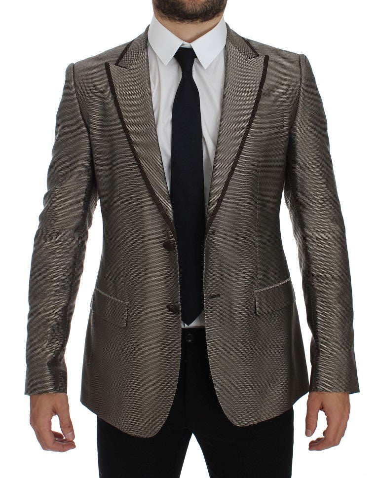 Dolce & Gabbana Brown Slim Fit Silk Two Button Blazer - PreLoved & Luxe