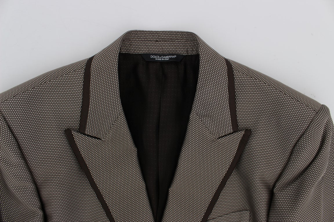 Dolce & Gabbana Brown Slim Fit Silk Two Button Blazer - PreLoved & Luxe