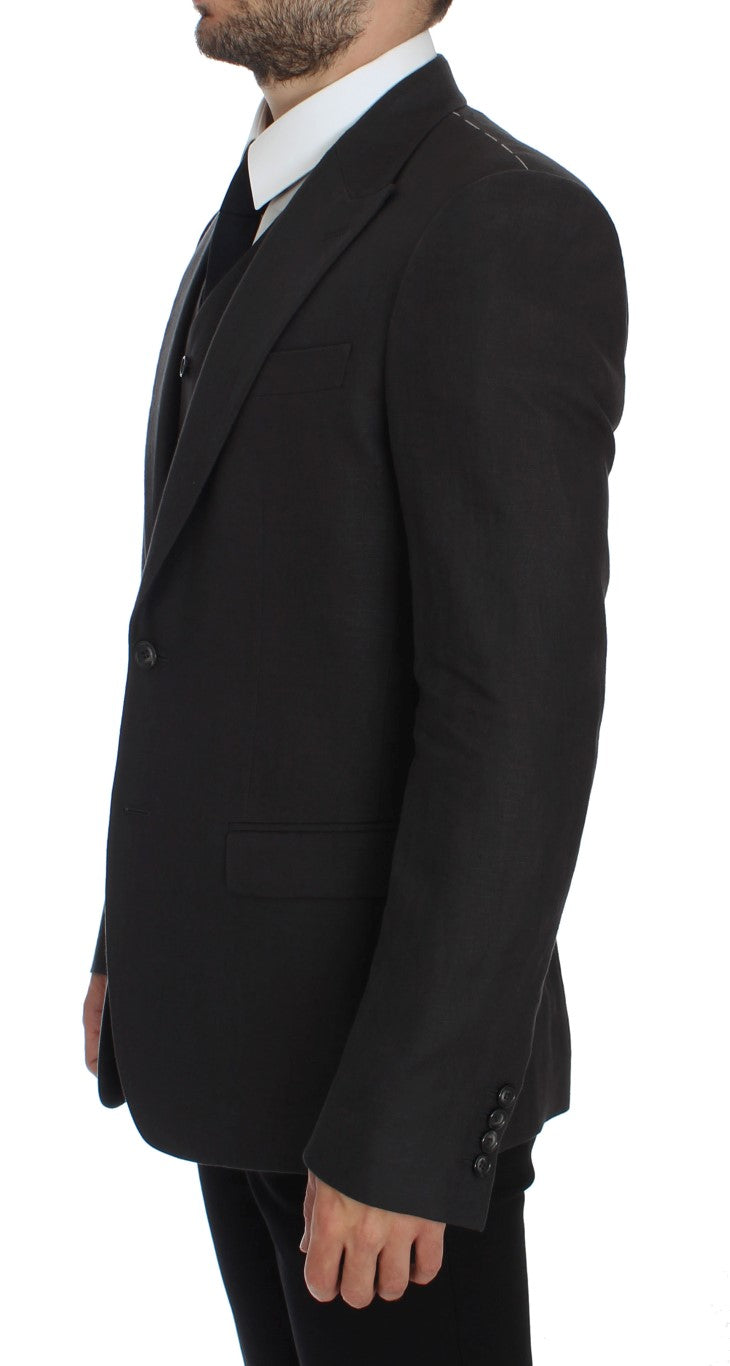 Dolce & Gabbana Gray Slim Fit Linen Blazer Jacket - PreLoved & Luxe