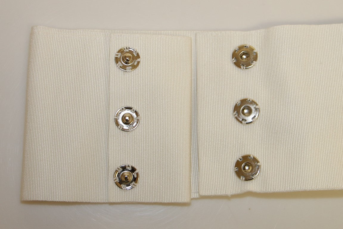 Dolce & Gabbana White Crystal Brass Wide Waist Runway Belt - PreLoved & Luxe