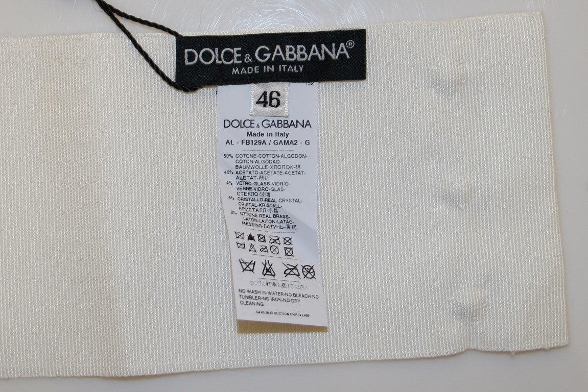 Dolce & Gabbana White Crystal Brass Wide Waist Runway Belt - PreLoved & Luxe