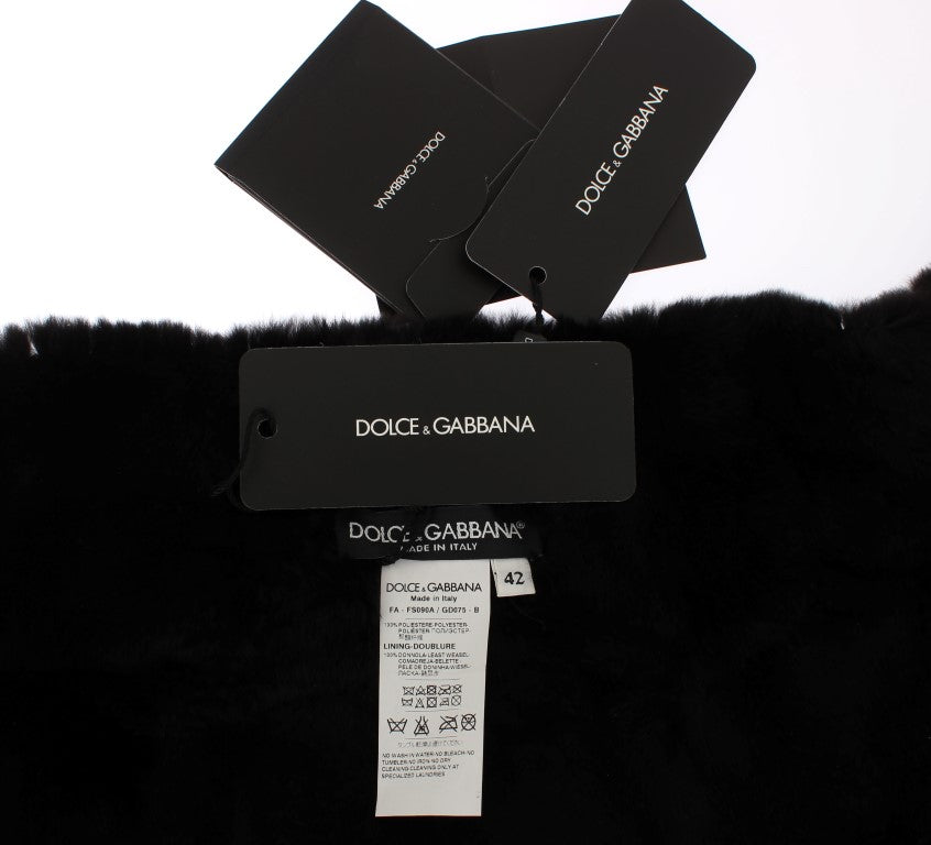 Dolce & Gabbana Silver Sequined Floral Weasel Fur Shoulder Scarf Wrap - PreLoved & Luxe