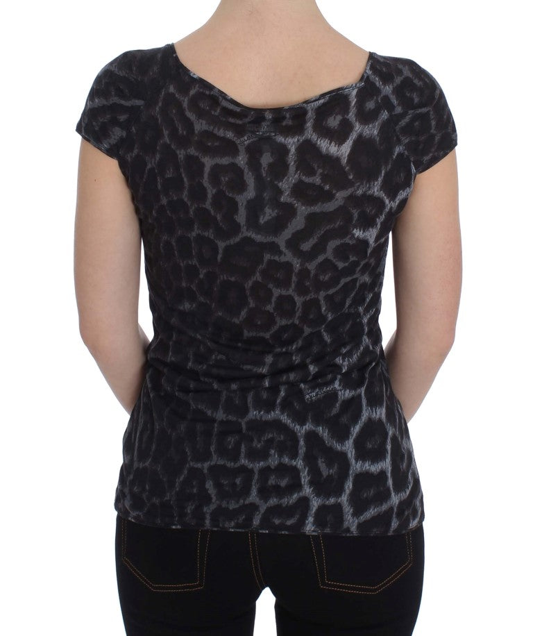 Cavalli Gray Leopard Modal T-Shirt Blouse Top - PreLoved & Luxe