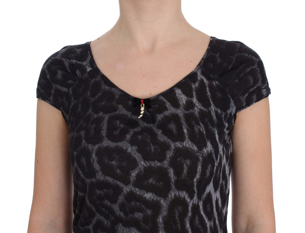 Cavalli Gray Leopard Modal T-Shirt Blouse Top - PreLoved & Luxe