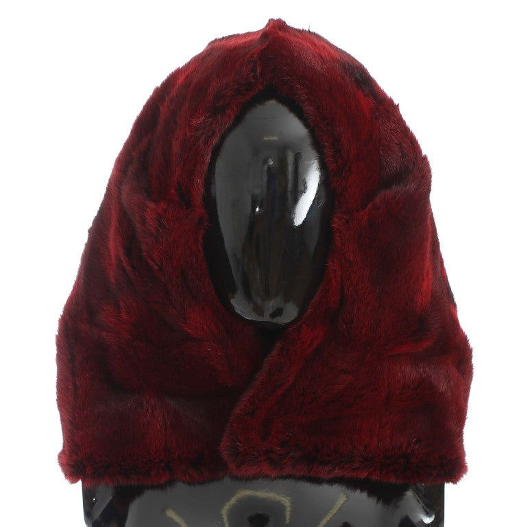 Dolce & Gabbana Bordeaux Hamster Fur Crochet Hood Scarf Hat - PreLoved & Luxe