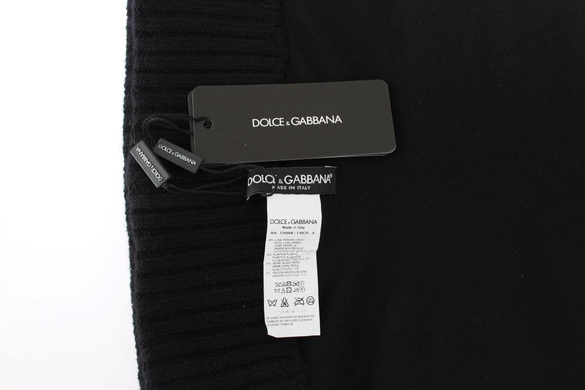 Dolce & Gabbana Black Knitted Sequin Hood Scarf Hat - PreLoved & Luxe