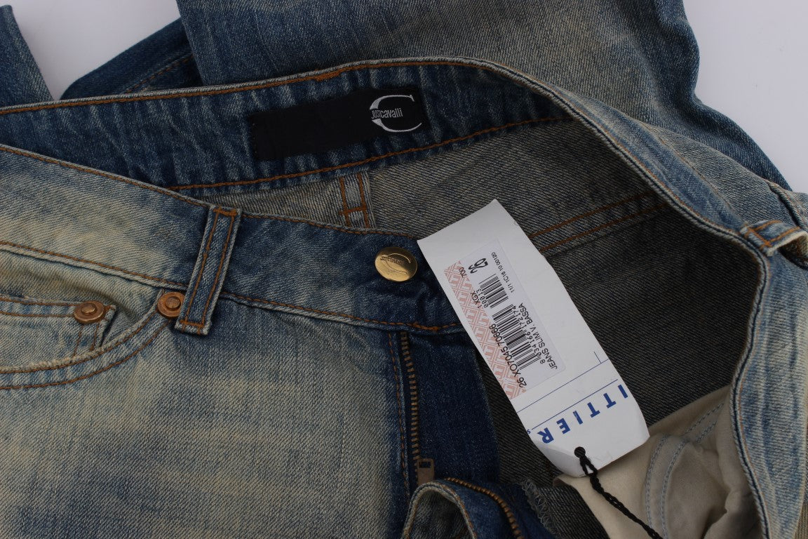 Cavalli Blue Wash Cotton Slim Fit Bootcut Jeans - PreLoved & Luxe
