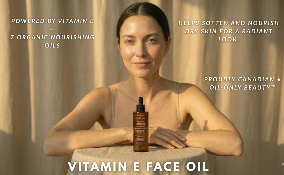Canadian Grace Vitamin E Face Oil | 70,000 IU with 7 Organic Oils - Skin Barrier Support & Recovery For Dry, Stressed & Overworked Skin