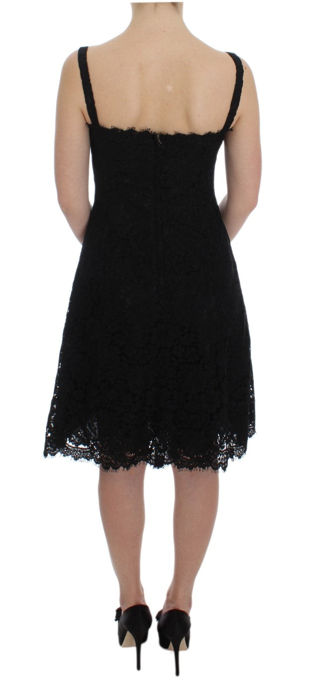 Dolce & Gabbana Black Floral Lace Shift Knee Length Dress - PreLoved & Luxe