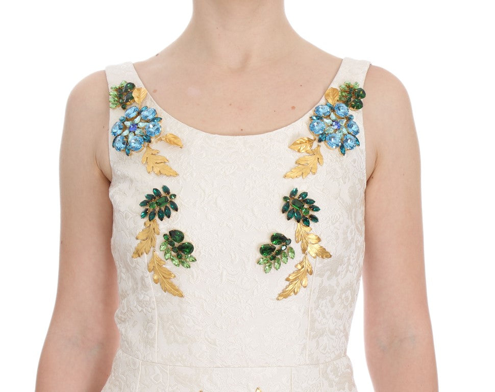 Dolce & Gabbana White Brocade Crystal Sheath Dress - PreLoved & Luxe