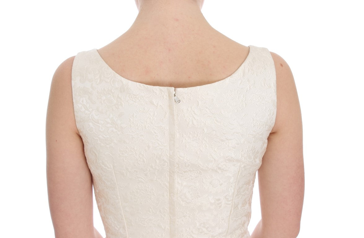 Dolce & Gabbana White Brocade Crystal Sheath Dress - PreLoved & Luxe