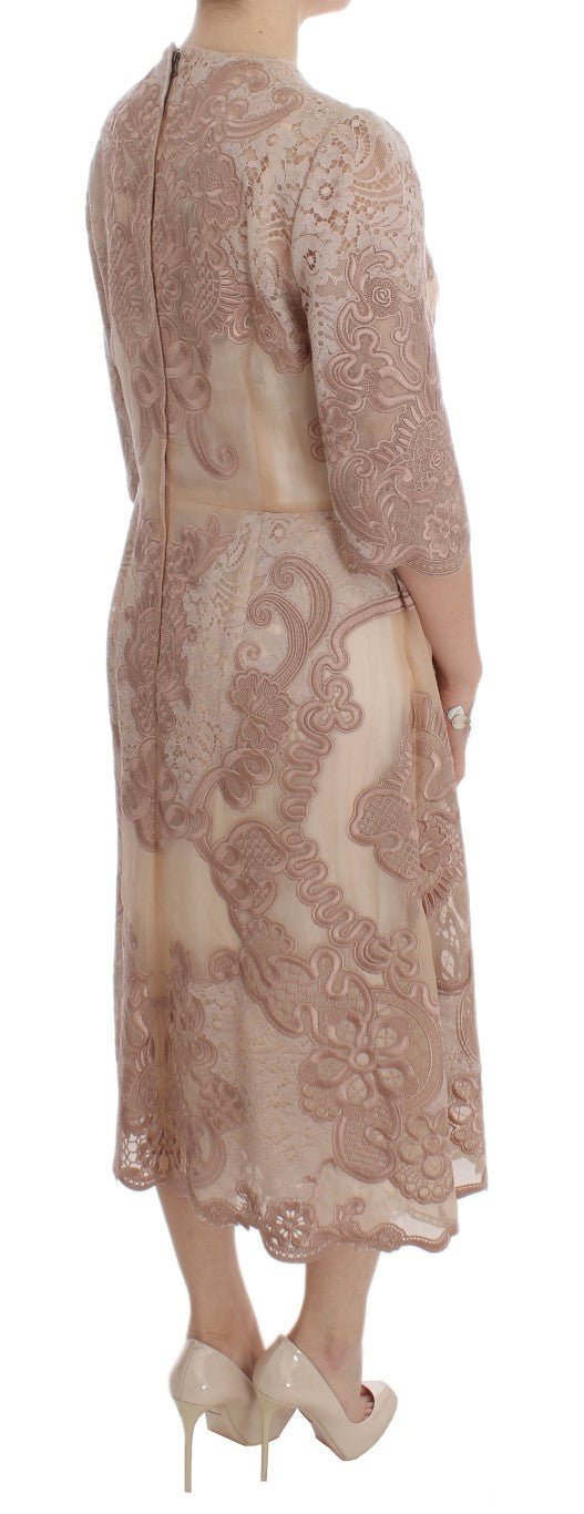 Dolce & Gabbana Pink Silk Lace Ricamo Shift Gown Dress - PreLoved & Luxe